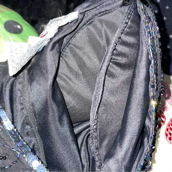 Papell Boutique Vintage Sequined Evening Top Silk Scalloped Hem Petite Medium - Picture 7 of 9